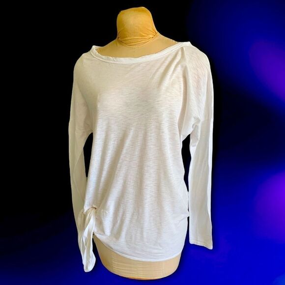 Michael Stars Tops - Michael Stars white supima cotton o/s side tie long sleeve tunic top nwot